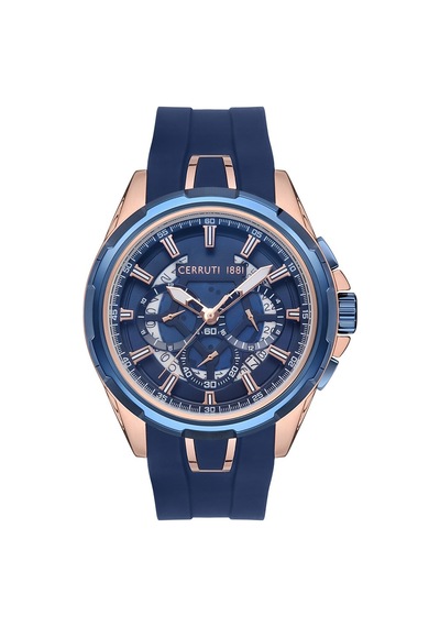 Cerruti 1881 Cra31203 Quartz Silikon Kordon Lacivert 10 Atm 48 Mm Erkek Kol Saati Rose Gold