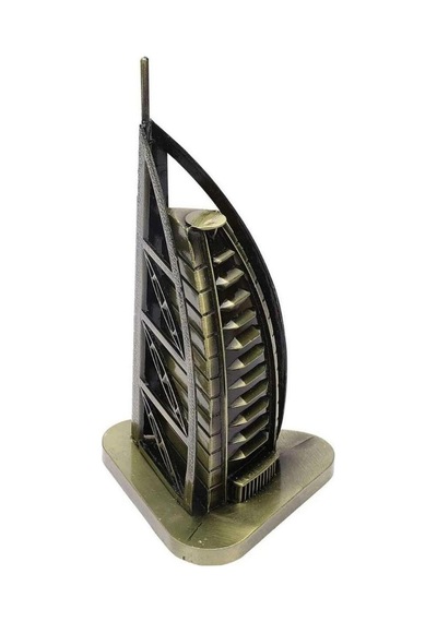Vintage Metal Dubai Burj Al Arab Biblo Antik Bronz 16 Cm