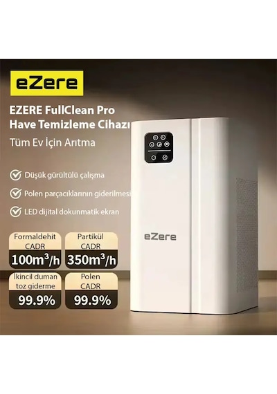 Ezere Fullclean Pro Have Temizleme Cihazı 350 Cadr Led Ekran İyon Ve Sessiz Çalışma İle Toz Duman Poleni %99.9 Filtreler. Temiz Hava- 5775 Beyaz