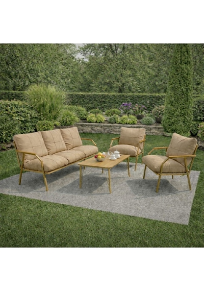Cappucino 311 Masalı Kahverengi Bahçe Oturma Grubu Modern Metal İskeletli 4 Lü Bahçe Seti Cappucino 311 Masalı Kahverengi Bahçe Oturma Grubu Modern Metal İskeletli 4 Lü Bahçe Seti