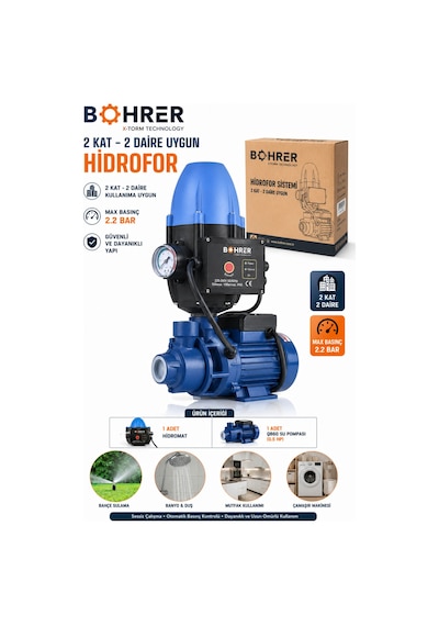 Böhrer Ba011421 2 Kat 2 Daireye Kadar Uygun Otomatik Aç Kapa Hidrofor Su Motoru