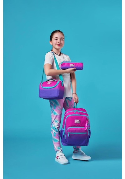 Coral High Kids Pembe Mor Renk Geçişli 3 Lü Okul Çanta Seti Set0123762 Çok Renkli