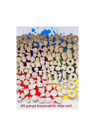 300 Lü Boyanabilir Obje Seti Hobi & Sanat Etkinlik Seti + 6 Renk Akrilik Boya + Fırça
