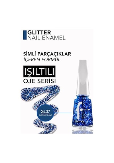 Yoğun Simli Şeffaf Oje - Glitter Nail Enamel - Gl07 Sapphire Shine - 8682536049832