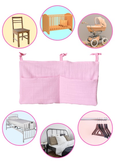 Bebek Beşik Yanı Organizer 2 Cepli Pratik Organizer Pembe
