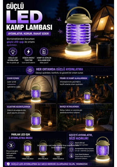 Usb Şarjlı Led Sivrisinek Öldürücü Kamp Lambası Uv Mor Işıklı Elektrikli Sinek Kovucu Bahçe Balkon Ç