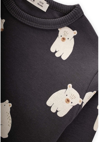 Baskılı Pijama Takım 1-5 Yaş Antrasit Cigit Antrasit