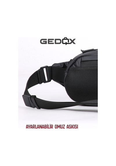 Gedox Siyah Su Geçirmez Rfıd Korumalı 3 Bölmeli Erkek Bel Ve Çapraz Göğüs Çantası Gdx2104