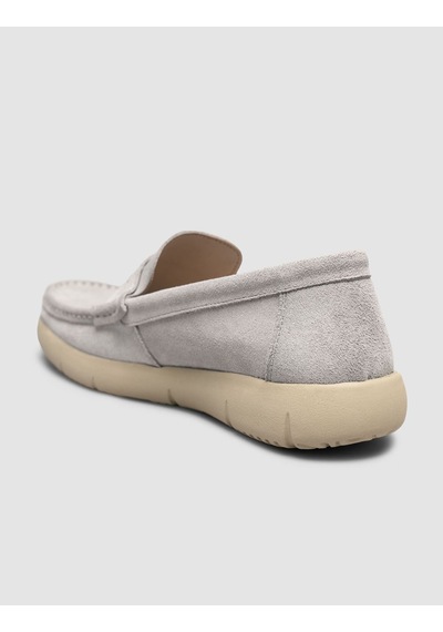 Cabani Lorata Gri Hakiki Deri Süper Light Taban Erkek Loafer Ayakkabı