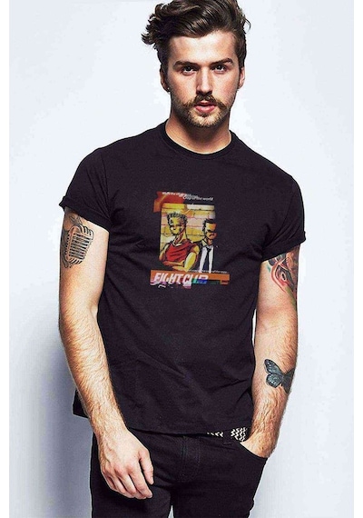 Club Metal Rock Muzik Baskılı Siyah Erkek Tshirt