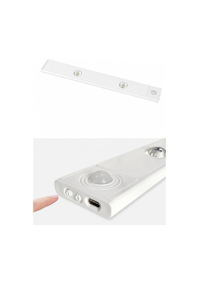 Neo Vista Hareket Sensörlü Slim Led Kabin Armatürü Dekoratif Dim Edilebilir Usb Şarjlı Aydınlatma Beyaz, 20 Cm Diğer