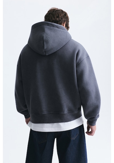 Vamos Boxy Fit Metal Klips Kapama Sweatshirt Füme