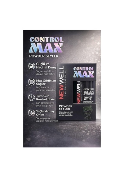 Bybars Newwell Control Max Powder Styler, Mat Görünüm, Güçlü Tutucu, Hacim Veren Saç Şekillendirici Toz, 20g 2 Adet