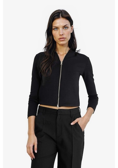 Defacto Dik Yaka Fermuarlı Sweatshirt F0999AX25WN Siyah