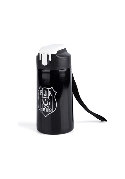 Lisanslı Siyah Çelik Matara - 500 Ml Pipetli Okul Ve Spor Suluk Çok Renkli