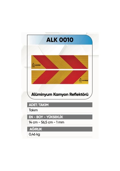 Alkotek Kamyon Arka İşaret Reflektör Alüminyum Rr