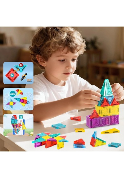Seyahat Tipi Metal Kutulu Mini Magnetic Yapı Blokları 3d Puzzle 45 Parça