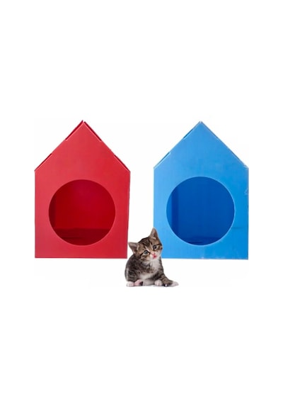 Su Geçirmez Plastik Kedi Evi 35 x 45 x 50 CM 2 Adet