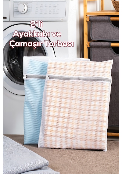 Porsima 3129 2li Çamaşır Yıkama Filesi Fermuarlı Bölmeli Yıkama Filesi Renkli