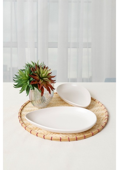 Keramika Mat Beyaz Serenity Kayık Tabak 24 Cm 2 Adet 022 Beyaz