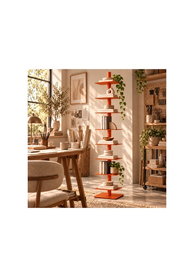 Axis 8 Raflı Metal Kitaplık Modern Tasarım Dikey Dekoratif Kitaplık Turuncu - 935176049 Turuncu