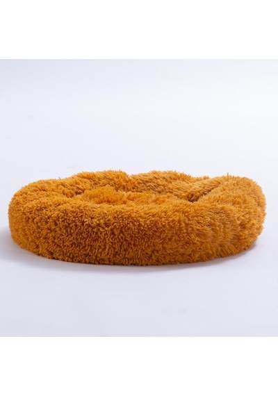 Hardal Donut Köpek Yatağı Kedi Yatağı Simit Yatak Anti-stress Pet Yatağı Peluş Yatak M