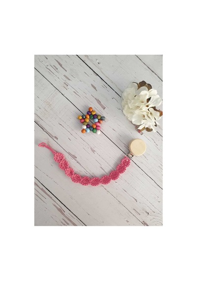 Amigurumi Organik Örgü Oyuncak Emzik Zinciri Pembe