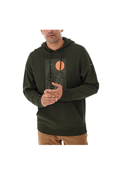 Columbia Csc Linear Drifts Erkek Kapüşonlu Sweatshirt-7524 Koyu Yeşil