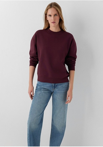Mavi Yuvarlak Yaka Basıc Sweatshırt Koyu Bordo Bordo Kadın Sweatshirt M1s10576-70422