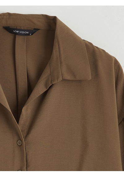 Lcw Vision Kahverengi Oversize Kadın Gömlek