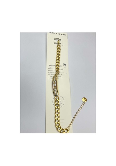 Halka Zincirli Zirkon Taşlı Çelik Bileklik Gold - 664686678 Gold