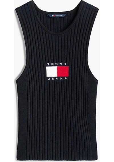 Tommy Jeans Tjw Rıb Racer Tank Kadın Siyah Kazak Dw0dw20975bds Siyah