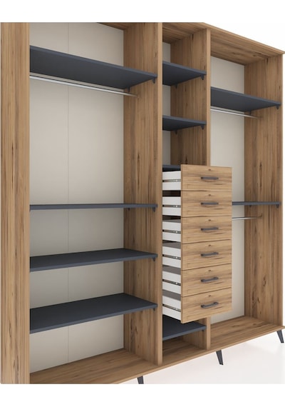 Hyperion Dolap 10 Raflı 6 Çekmeceli 3 Askılı 220x44x243 Çam-antrasit/çam Çok Renkli Hyperion Dolap 10 Raflı 6 Çekmeceli 3 Askılı 220x44x243 Çam-antrasit/çam Çok Renkli