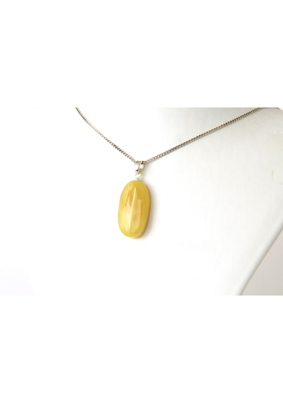 Ambergold Kehribar Gümüş Kolye Ucu Damla Kehribardan Kly0555