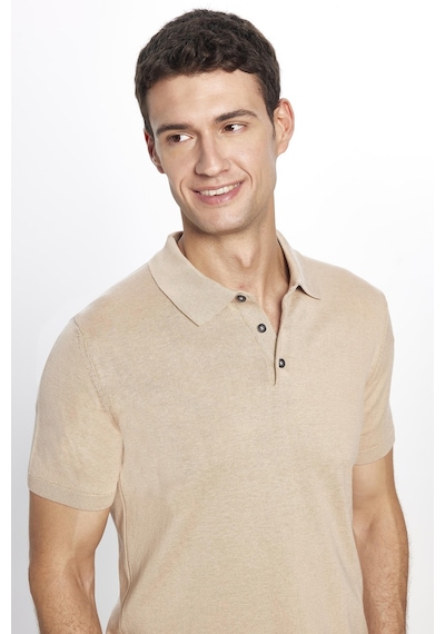 Tudors Erkek Slim Fit Dar Kesim Pamuklu Örme Triko Taş Polo Yaka Tişört-31427-taş Taş