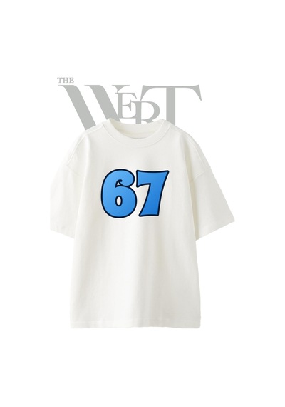Thewert Sayi 67 Tasarım Baskılı Ünisex Beyaz Oversize T-shirt