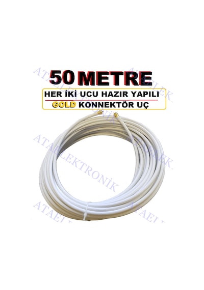 Rg6U6 50 M 50 Metre Hazir Sari Uç Uydu Anten Kablo