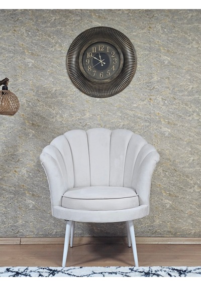 Zafir Tekli İstiridye Beyaz Boyalı Sivriltme Ayak Çay Seti Koltuk Tekli Berjer , Balkon, Salon, Ofis Krem