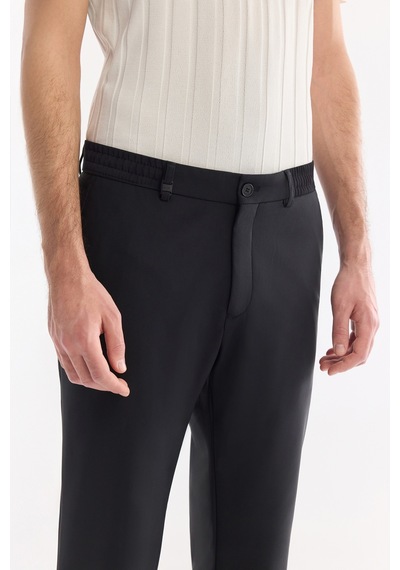 Avva Erkek Siyah Beli Lastikli Teknik Kumaş Comfort Slim Fit Pantolon A61y3209