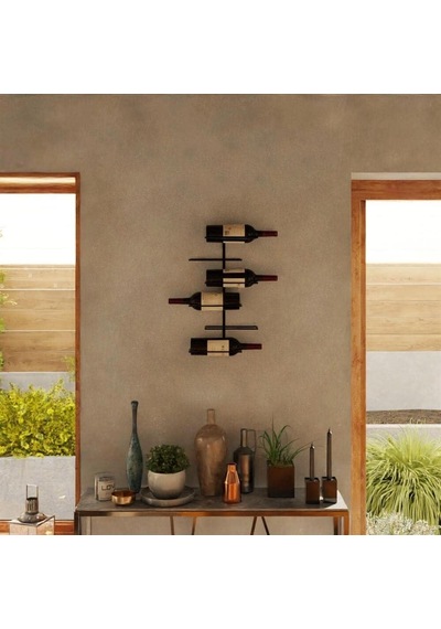 Duvara Monte Şaraplık 6 Şişelik Modern Metal Şişelik Minimalist Endüstriyel Duvar Tipi Şarap Rafı