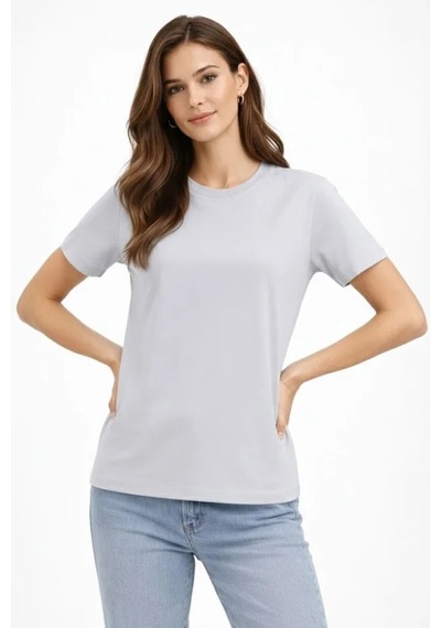 De'charme Bisiklet Yaka Tişört Regular Kalıp Basic Pamuklu Günlük Kullanım T-shirt - Gri