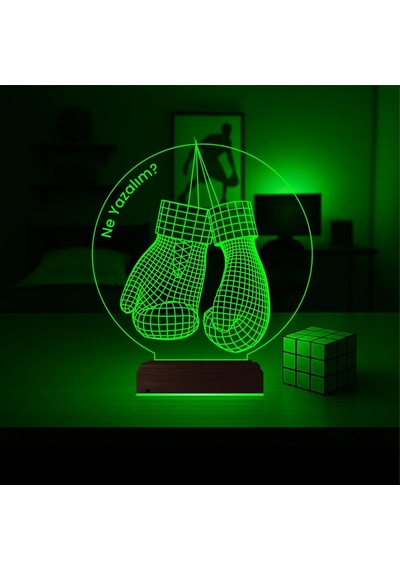 Luvivia Box Boksör Boks Eldiveni Kişiye Özel 3d Lamba - Masa Gece Lambası Şeffaf