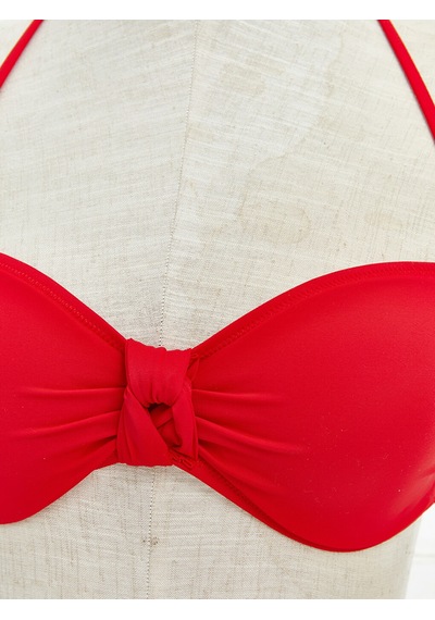 Lcw Dream Kırmızı Dikişli Pedli Büzgü Detaylı Kadın Bikini Üst