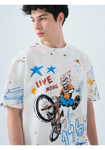 Loft Lf2038509 Erkek Kısa Kollu T-shirt Beyaz