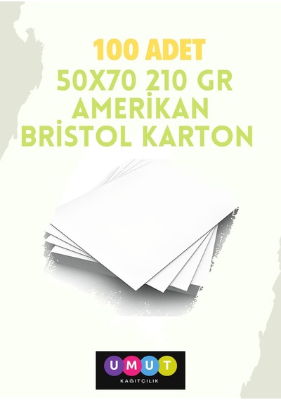 Çözüm Kağıt 100 Adet 50x70 210 Gr Amerikan Bristol Kağıt Karton Bristol Amerikanbristolkarton