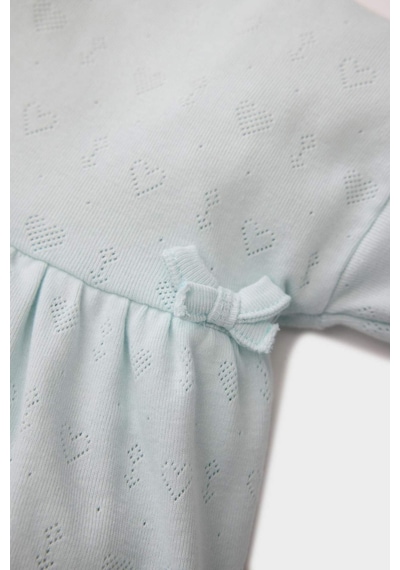 DeFacto Kız Bebek Pijama Takımı Ribana Uzun Kollu Üst Beli Lastikli Uzun Alt E0766A525SPBE61 Mavi