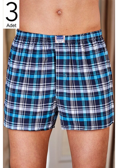 Erkek Karışık Desen 3'lü Paket Poplin Boxer Elf568ber10523 Karışık Desen