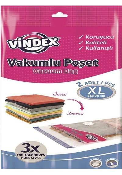 Vakumlu Giyisi Yastık Yorgan Saklama Torbası Poşeti Hurç - X Large - 55x90 Cm. -2'li 1 Paket Plastik Diğer