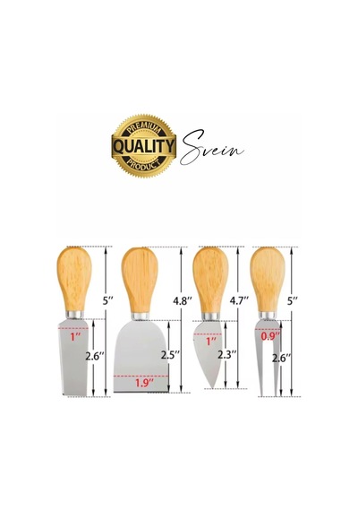 Bambu Saplı 4'lü Mini Şarküteri Bıçakları Servis Sunumluk Peynir Ve Ekmek Kesimi İçin Spatula Seti çok renkli