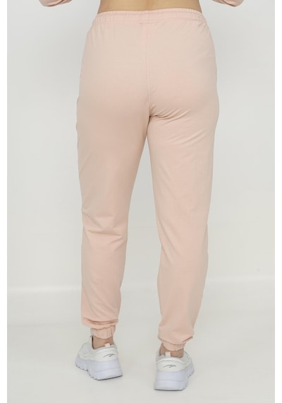 Maraton Sportswear Büyük Beden Kadın Lastik Paça Basic Pudra Eşofman Altı 21171-pudra Pudra